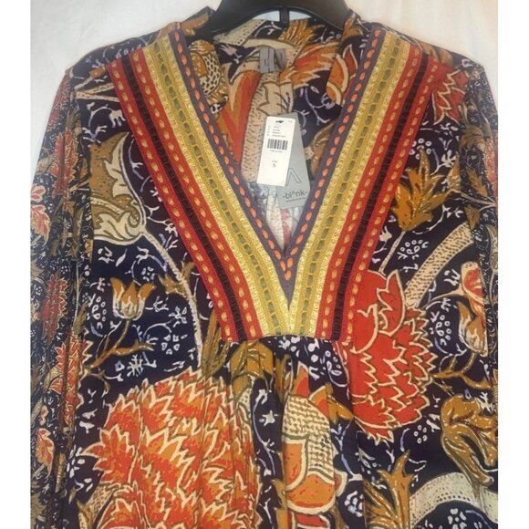 Anthropologie Bl^nk London Colorful Embroidered Long Sleeve Blouse Top Sz S NEW - Picture 2 of 10